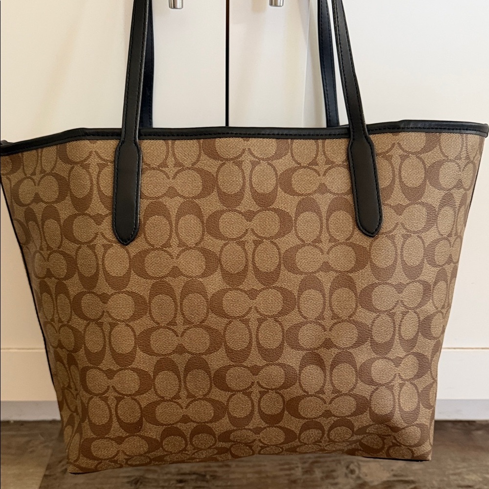 Coach Brown Signature Canvas Tote with Halloween Graphics - Picture 2 of 4